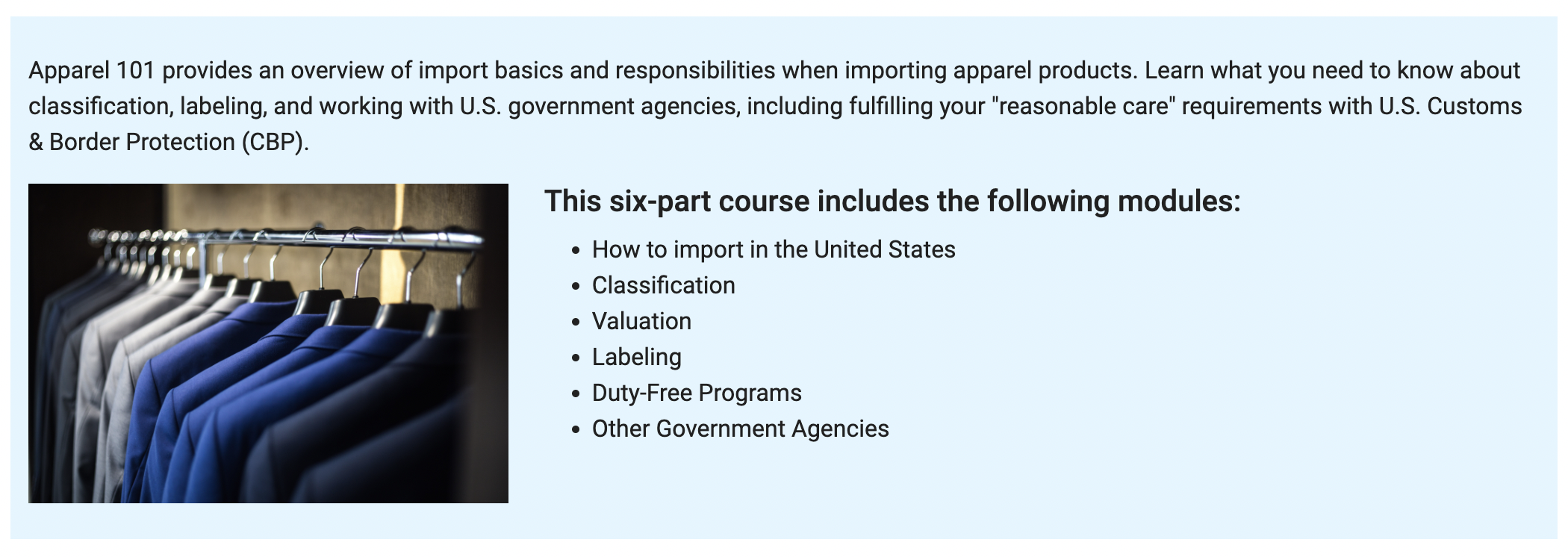 National Customs Brokers & Forwarders Association of America Apparel 101